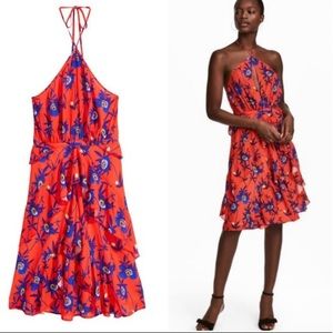 🌵H&M Red Floral Patterned Halter-neck Dress